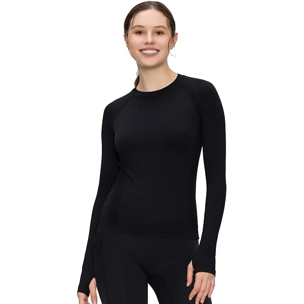Yogalicious Womens Long Sleeve Top Ribbed Crew Neck Casual Basic